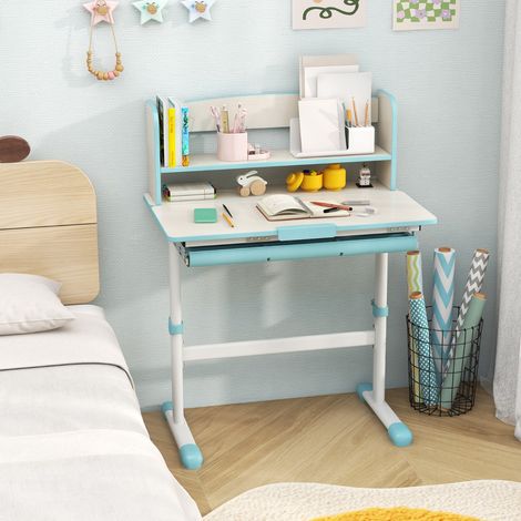 Bureau d'Étude Réglable pour Enfants, Plateau Inclinable, 3-12 Ans Bleu CW5850 Maison Chic (1/3)