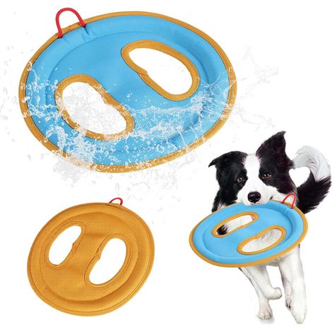 Disque Volant Chien, 23,5cm Jouet Flottant à Bords Souples Doux pour Les Dents Jouet d'Extérieur Léger en Toile pour Chiens de Taille Moyenne à Grande (1/5)