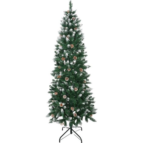 Árbol de Navidad artificial con nieve, 508 ramas, 49 piñas, verde, 1,8 m (1/2)