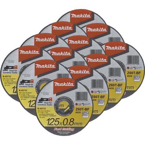 12X Makita B-45733 Fast Cutting Thin Metal Grinder Disc 125mm x 0.8mm x 22.23mm (1/3)