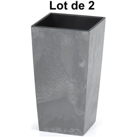 Lot de 2 Pots de fleurs imitation béton foncé 91 l 40 x 40 x 75 (1/4)