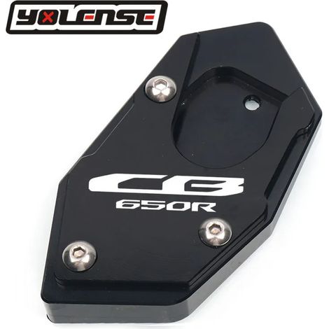 (Noir - CB650R) Compatible avec HONDA CBR650R CB CBR 650R CB650R CBR650 R Moto Béquille latérale CNC Extension de béquille Plaque de support Agrandissement maxpower (1/4)