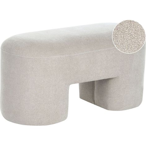 Pouf moderno imbottito Boucle con gambe larghe per soggiorno e camera da letto beige chiaro Decorah (1/5)