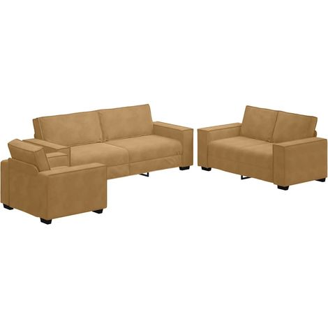 Maison Exclusive - Ensemble de canapés 3 pcs avec coussins Marron Velours (1/5)