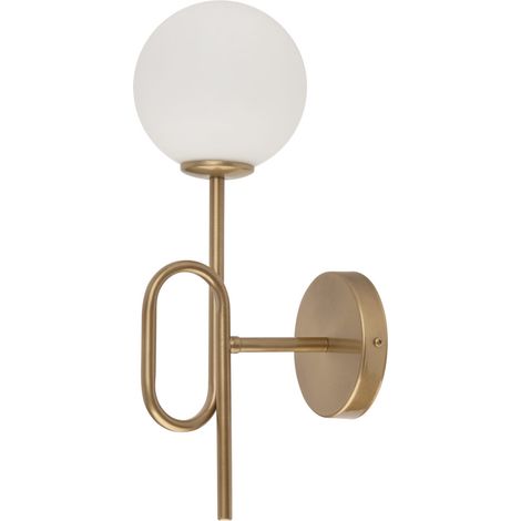 Applique moderna oro con globo vetro bianco Tes G9 Sigma