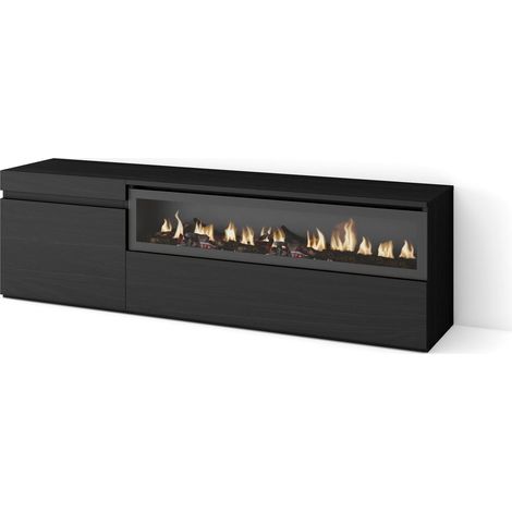 Skraut Home Mobile TV Soggiorno Ampio spazio a disposizione 150x45x35cm Per TV fino a 65" Camino elettrico Stile moderno Nero (1/5)