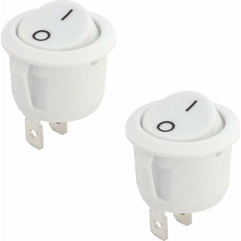 – Lot de 2 interrupteurs mécaniques à bascule ronds 230V 4A – Bipolaire ON/OFF – Pour bandeaux LED cuisine et salle de bain – Blanc (1/2)