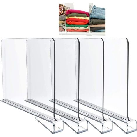 Schrankteiler – Transparentes Acryl – Höhe 20 cm, Länge 30 cm – Für die Aufbewahrung in Kleiderschränken, Küchen, Büros, Schuhschränken und anderen Räumen – 4er-Set (1/5)