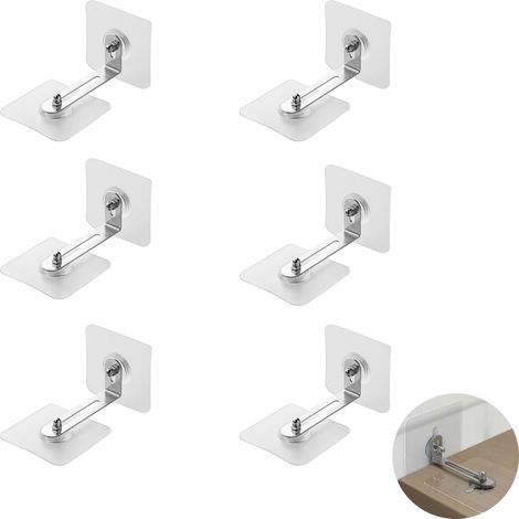 6 Pieces Furniture Wall Anchors, Furniture Safety Anchors, Wall Anchors, Suitable for Brackets, Cabinets, Drawers, TV Cabinets (1/5)