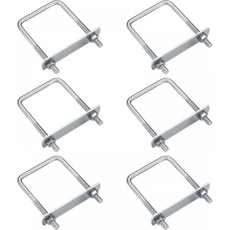 6 Stück U-Bolzen, M6 U-Bolzen, U-Bolzen aus Edelstahl mit Mutternplatten und Unterlegscheibe, Klemmbolzen-Befestigungselement zur Rohrbefestigung (rechtwinklig, 70 x 35 mm) (1/2)