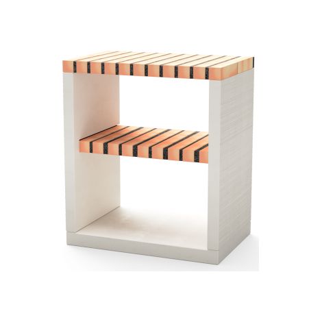 MOVELAR - Bancada Nola para Barbacoa de Obra Prefabricada (Blanco, naranja - 70 x 47 x 47 cm) - Uso en Exteriores (1/2)