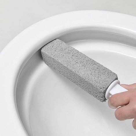 Lot de 3 pièces : pierre ponce pour WC, brosse de nettoyage, pierre à récurer, pierre à polir. Élimine l'urine et le calcaire. (1/5)