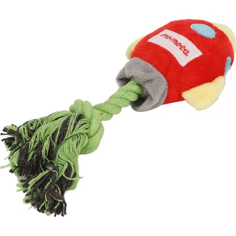 Jouet en peluche interactif pour le nettoyage des dents d'un chiot, avec cordelette à nœuds (rouge). (1/5)