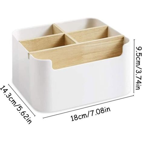 Organiseur de bureau - 5 compartiments - Bambou - Porte-stylos - Écologique (1/4)