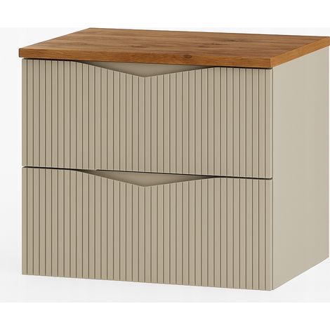 Meuble sous vasque suspendu CLEO beige 60 cm avec plan chêne