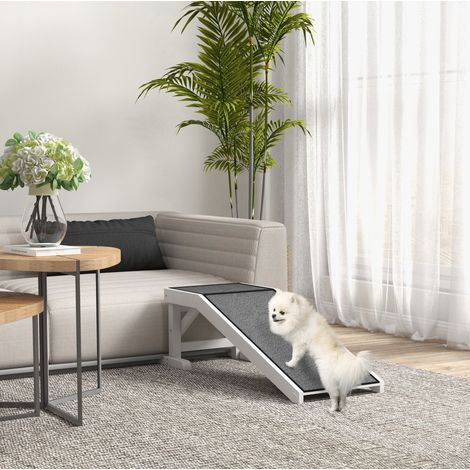 Rampe pour chien avec tapis antidérapant, 125 x 40 x 35,5 cm, blanc/gris (1/5)