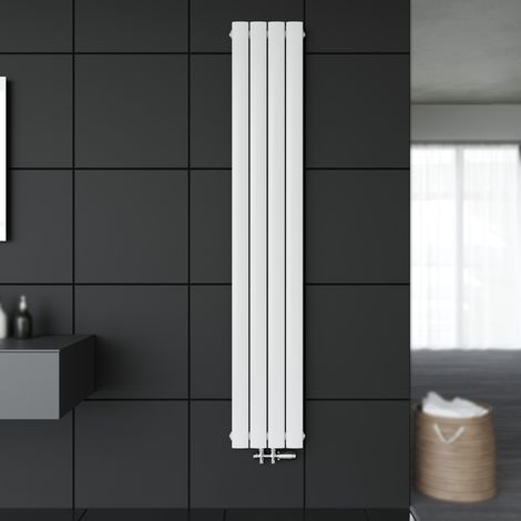 Badheizkörper Flachheizkörper Heizkörper Paneelheizkörper Wandheizung mit Chrom Multiblock Weiß 1800x308mm Doppellagig Vertikal (1/5)