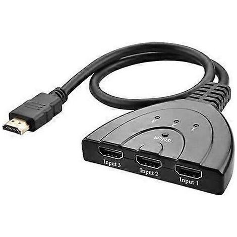 Commutateur HDMI à câble arrière 3x1, prend en charge jusqu'à 1080P (plaqué or). (1/4)