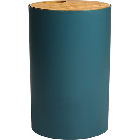 Bloc à couteaux en bambou avec couvercle amovible, rangement de cuisine multifonctionnel, facile à nettoyer, couleur bleu foncé rond (1/5)