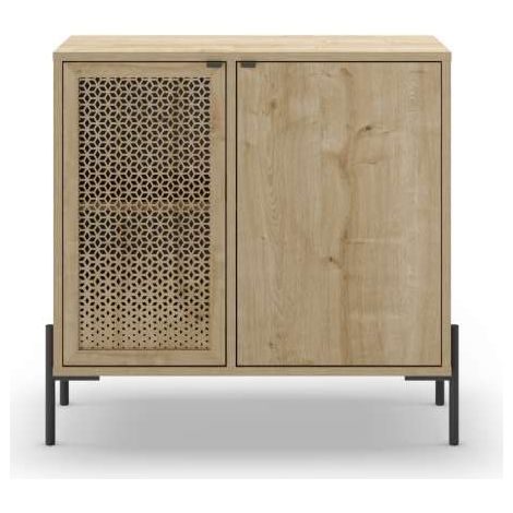 Mueble auxiliar 2 puertas modelo India acabado roble/negro. 80.3cm(alto) 83.6cm(ancho) 40cm(prof). (1/4)