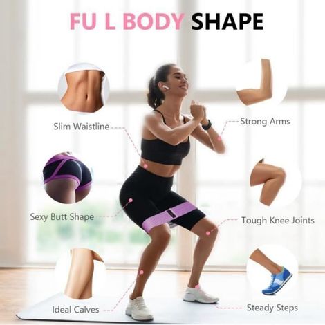 Bande Elastique Musculation,Bande Elastique Fitness en Tissu, Bande de Résistance 3 Niveaux de Force,pour Entraînement Corps/Jambes (1/4)