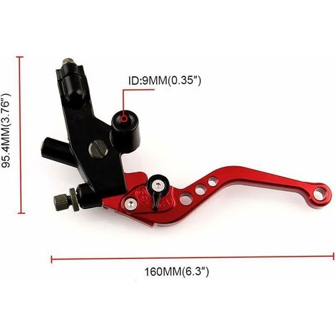 Verstellbarer 7/8″ Universal-Motorradkupplungs- und Bremshebel, inklusive Ausgleichsbehälter, rote Farbe – Komplettset
