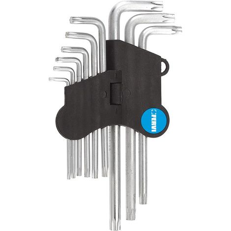 Juego de 9 llaves torx largas en forma de L t10-50 Fervi 0220