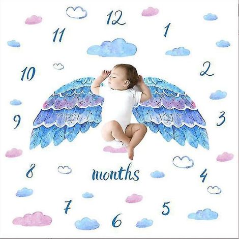 Flanelldecke „Blue Wings Baby“ für monatliche Meilensteine, 75 x 100 cm (1/4)