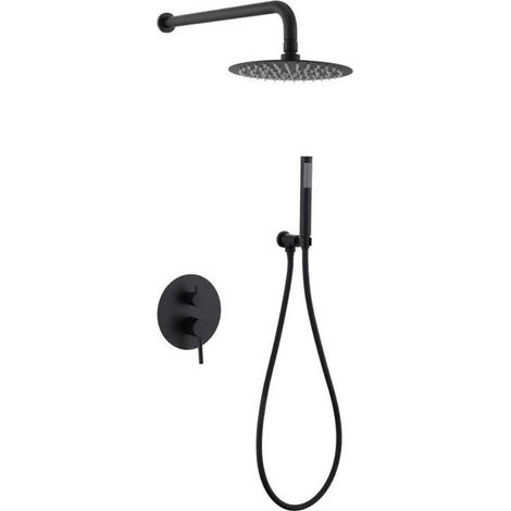 Rubinetto doccia con asta scorrevole e tubo flessibile, doccetta nera, doccetta a mano con asta scorrevole, doccetta, soffione doccia rimovibile, nero opaco (1/5)