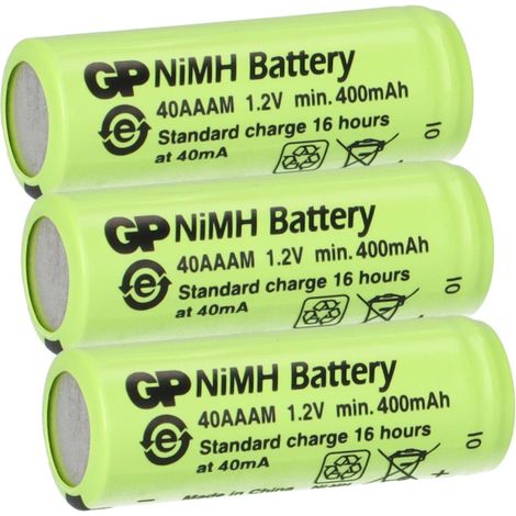 3x GP Akku 2/3 AAA 1,2V / 400mAh GP40AAAM Micro NiMH Akku Höhe 29,7mm (1/5)