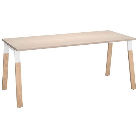 Bureau droit individuel L 180 x P 80 piétement bois métal chêne clair- Arch - Maxiburo