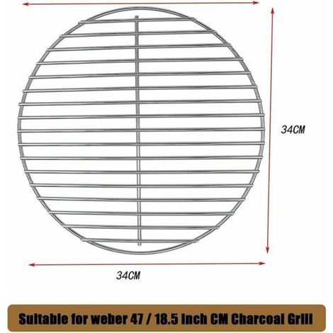 7440 Grille de cuisson en acier nickelé brillant de 34 cm pour barbecue Weber à charbon de 47 cm, Weber One-Touch. (1/5)