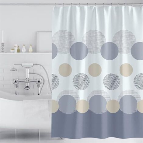 180x200CM Goutte Rideau de Douche en Tissu, Rideau de Douche à Gros Points Gris de Large avec Ourlet Lesté, Rideaux de Salle de Bain Lavable Anti-moisissure (1/5)