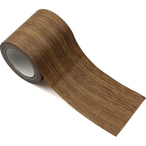 Ruban Effet Bois de Réparation de Meubles Ruban Adhésif Réaliste de Réparation pour Portes, Sols, Plinthe (8cm x 4,57m)-Brun (1/5)
