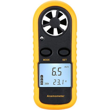 [NEUWERTIG]  Mini LCD Digital Anemometer Windgeschwindigkeit Luftgeschwindigkeit Temperaturmessung mit Hintergrundbeleuchtung -INHHUB
