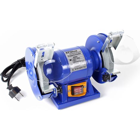 XPOtool Esmeriladora doble 150W discos abrasivos Ø 125mm, con muela abrasiva gruesa y fina