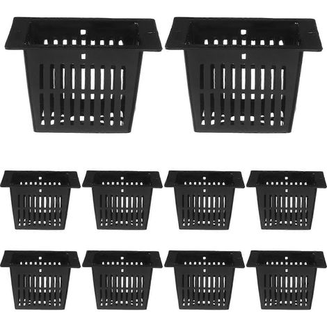 Paniers de culture hydroponiques carrés noirs 5,70 x 5,70 x 3,70 cm, compatibles avec la culture hors-sol (lot de 10). (1/5)