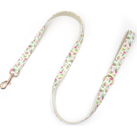 Collier et laisse pour chien Floral Blanc / XL / Coton / Réglable / Boucle dorée (1/2)