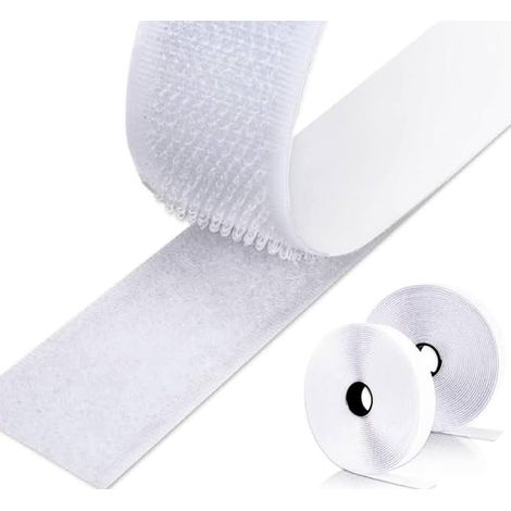 Scratch Autocollant Double Face Blanc pour Fixation [5 Mètres x 60mm] Murale sans Percer  Bande Adhésive Extra Fort Résistant pour Maison et Bureau, Solution Durable Découpable (1/4)