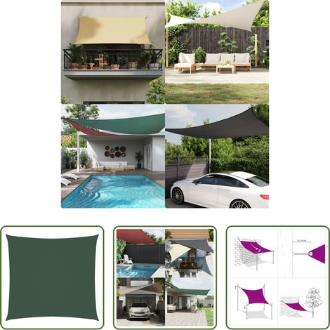 vidaXL Parasol jardin -  Voile de parasol tissu oxford carré 2,5x2,5 m vert foncé (1/5)