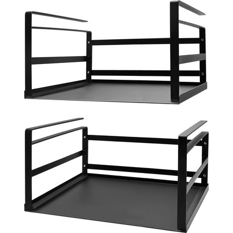 Lot de 2 paniers de rangement à suspendre sous étagère pour armoire, garde-manger, cuisine, bureau, comptoir, bibliothèque, organisation supplémentaire pour économiser de l'espace - Noir (1/5)