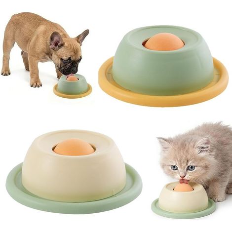 Lot 2 Jouets à LéCher pour Chien,Gamelle à LéCher Chien,(Jaune,Vert)Gamelle à LéChers Chiens avec Boule Rotative IntéGréE,Chiens à Alimentation Lente pour Manger Lentement (1/5)