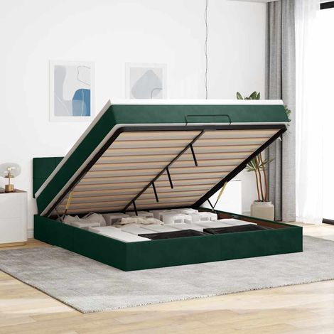 Ottoman-Bett mit Matratze Dunkelgrün 180x200 cm Samt (1/5)