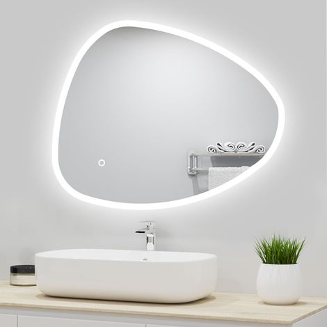 Acezanble miroir lumineux 100x80cm avec 3 Couleurs + Dimmable + Anti-buée