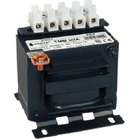 Transformateur monophasé TMM 50VA 230/24V IP00, isolation ou sécurité, avec châssis à deux chambres (1/2)