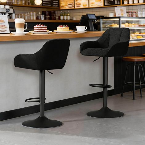 Barhocker 2er Set höhenverstellbar drehbar schwarz OKMYHOME (1/5)