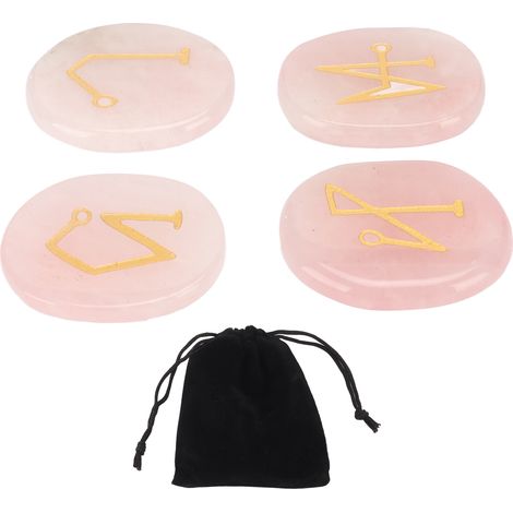 Tragbare Runensteine, Kristallheilsteine, Chakrasteine, Hexenrunen für Reiki, Balance-Meditation, Rosa (1/5)