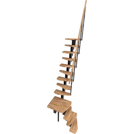 Scala dritta salvaspazio 8 gradini - Altezza raggiungibile 1.52 a 1.83m - Larghezza 65cm - Struttura nera e gradini in legno di faggio - QUATRO-L-SNMHET-8