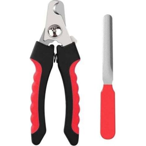 Tagliaunghie professionale per cani e gatti con blocco di sicurezza e lima per unghie [nero e rosso].