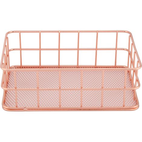 Aufbewahrungskorb aus roségoldenem Eisen, dekorativer Schreibtisch-Organizer (C) (1/5)